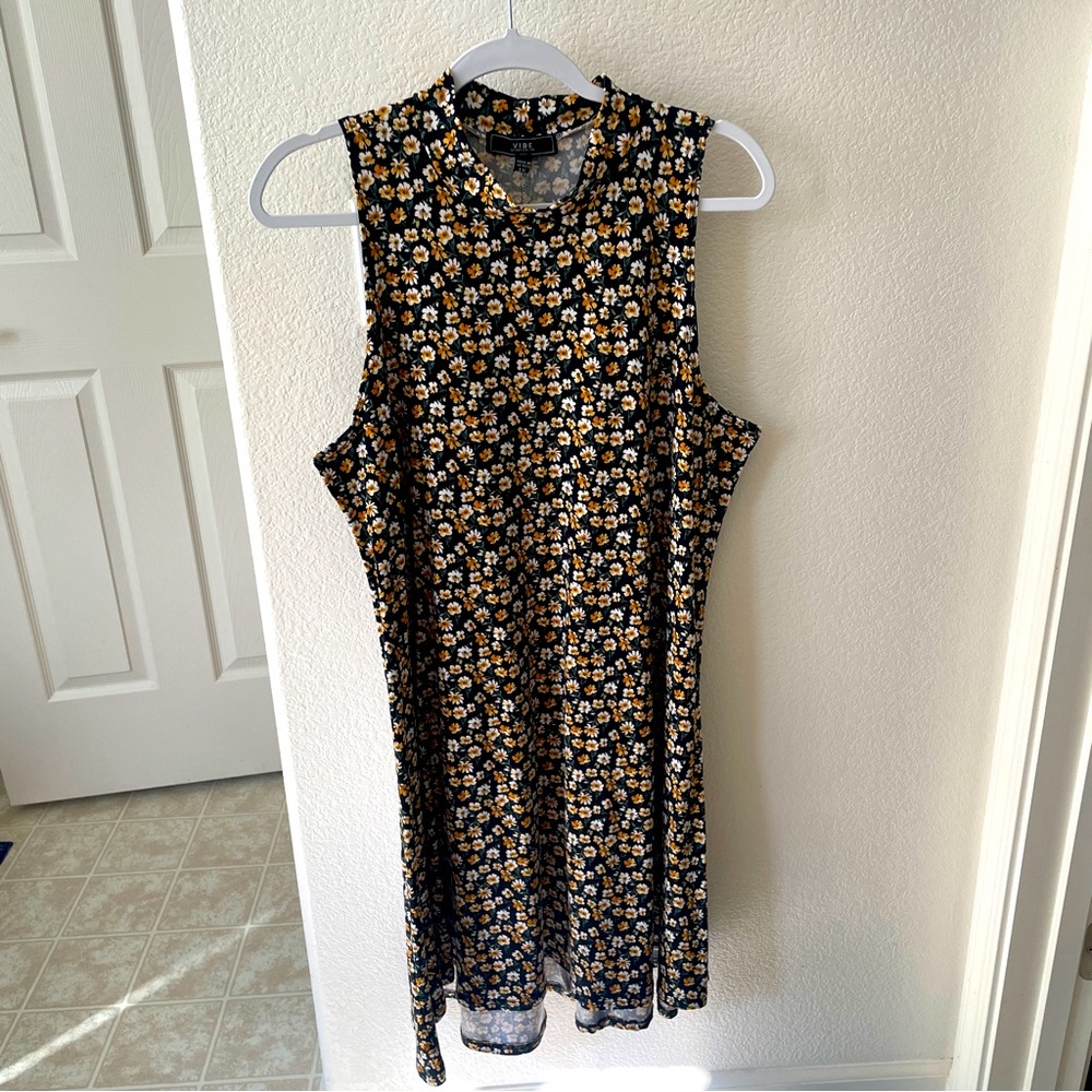 Floral jersey knit mockneck dress - 1X